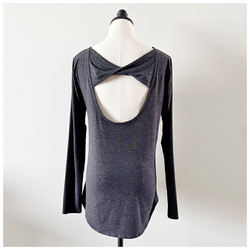 Athleta Open Back Flexlight Grey Top Size Small - Picture 3 of 5